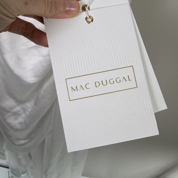 Mac Duggal Dress Womens 2 White One Shoulder Gown Asymmetric Satin Formal 49006 - Picture 7 of 10